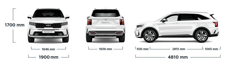 Kia Sorento Hybrid Dimensions all